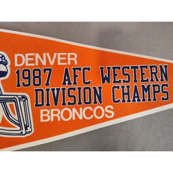 Vintage NFL Denver Broncos 1987 AFC Western Division Champs Felt Pennant 12"x30" - Picture 3 of 5
